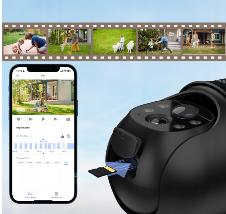 CINNADO Kamera Zewnętrzna Solar 2K Bezprzewodowa 360 Stopni IP65 Audio — miniatura 12
