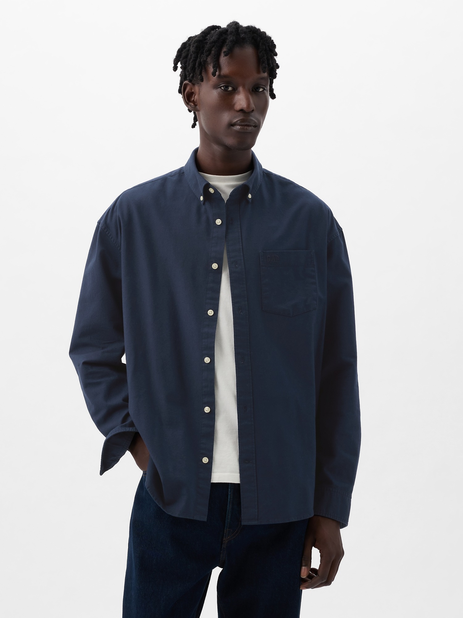 Gap Košile oxford standard fit modrá