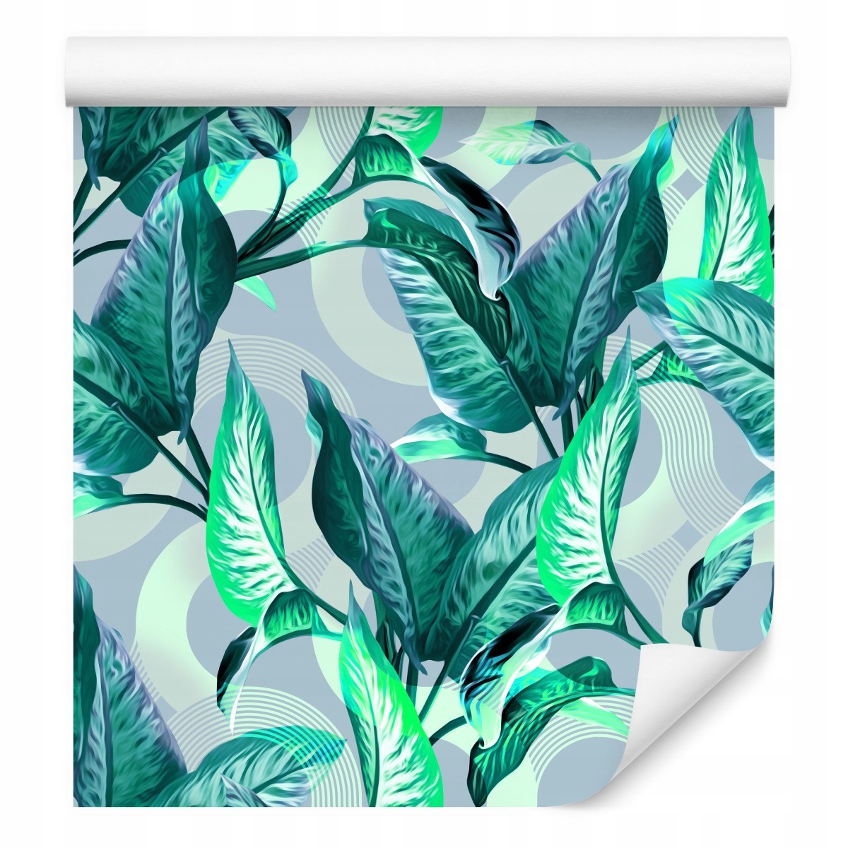 Tapeta do obývacího pokoje tropické listy, vzory zeleň