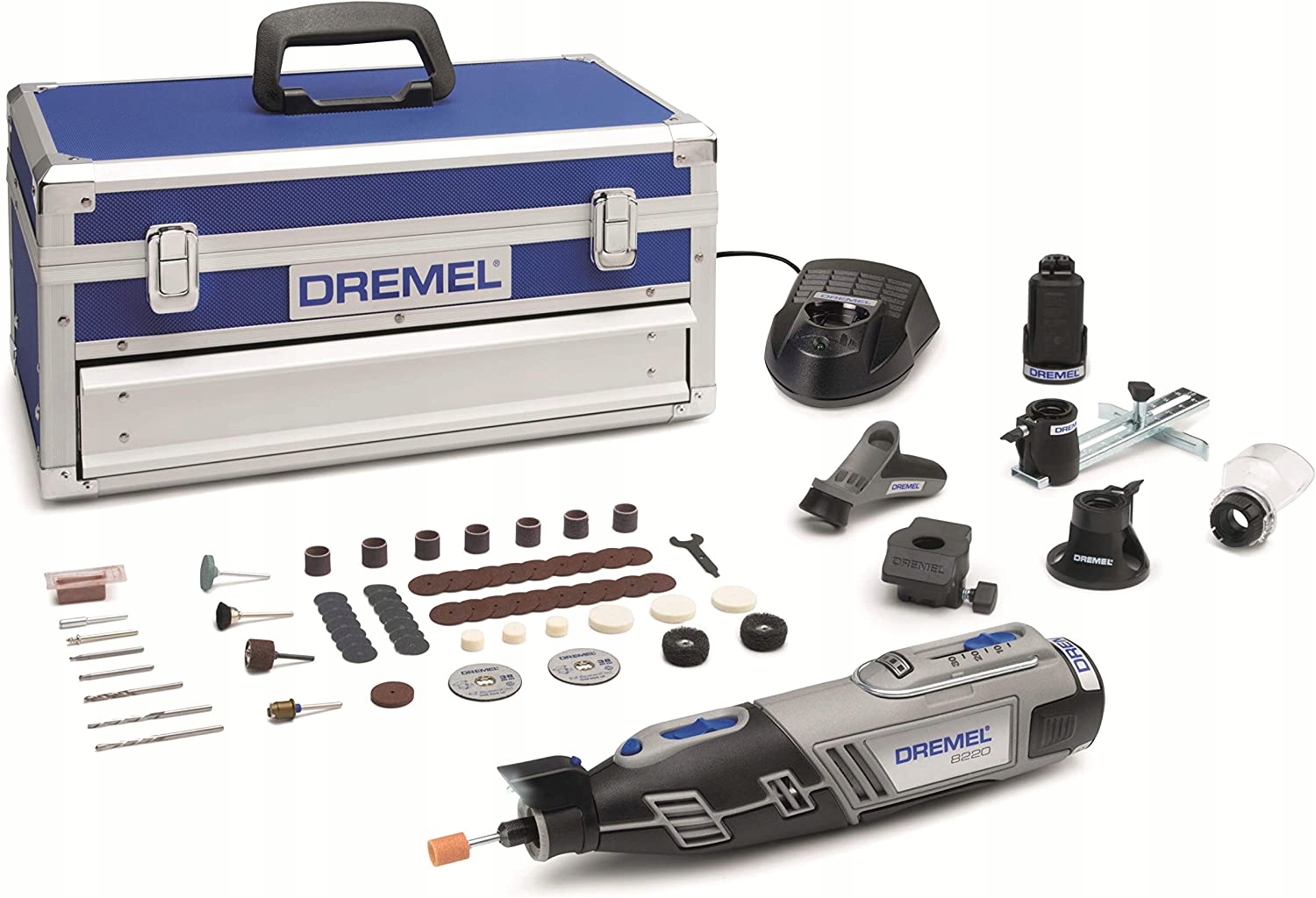 

Dremel 8220, 7 przystawek, 65 akces, aku 2,0Ah 12V