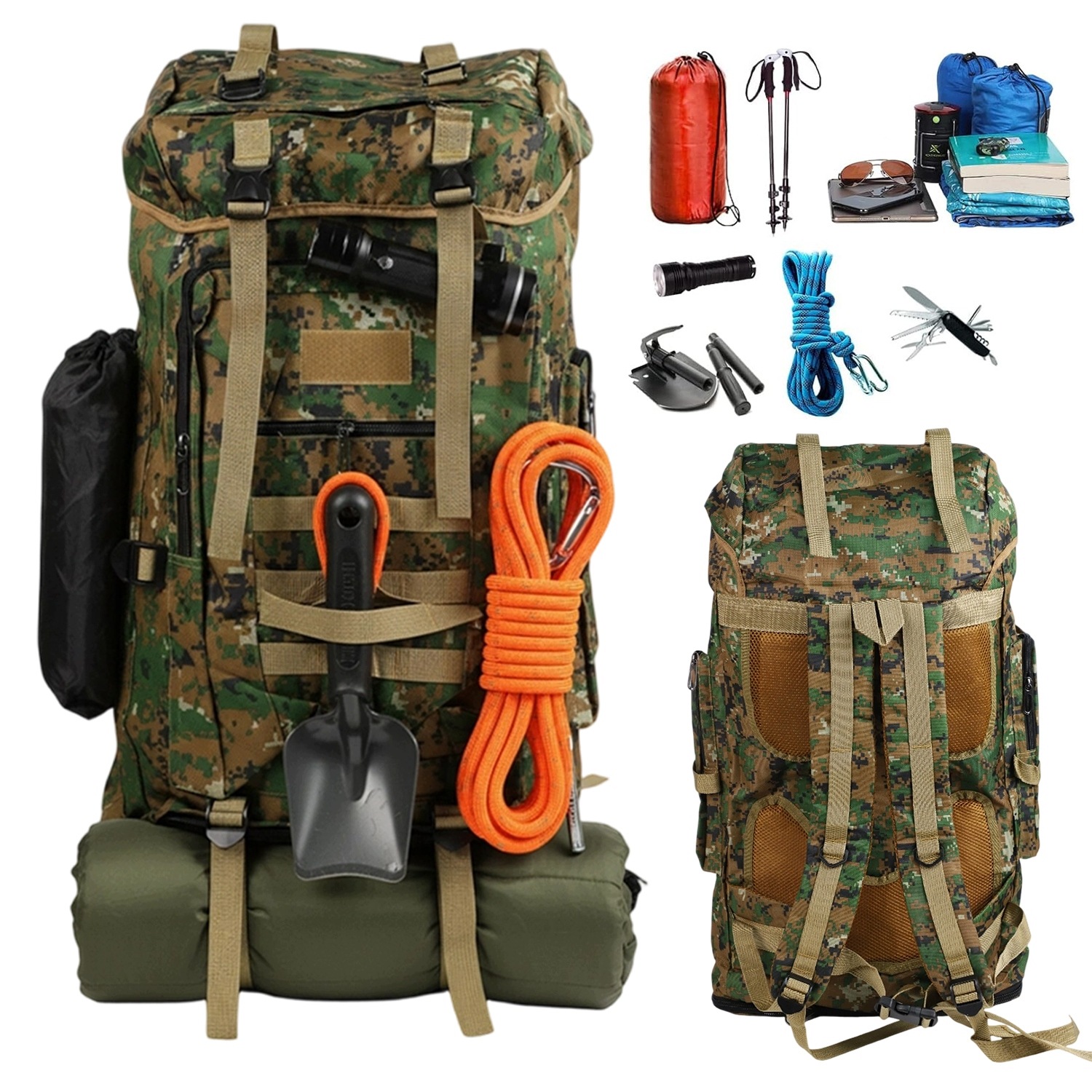 Batoh Batoh 100L Rozšiřitelný, Nepromokavý Pro Trekking A Kempování