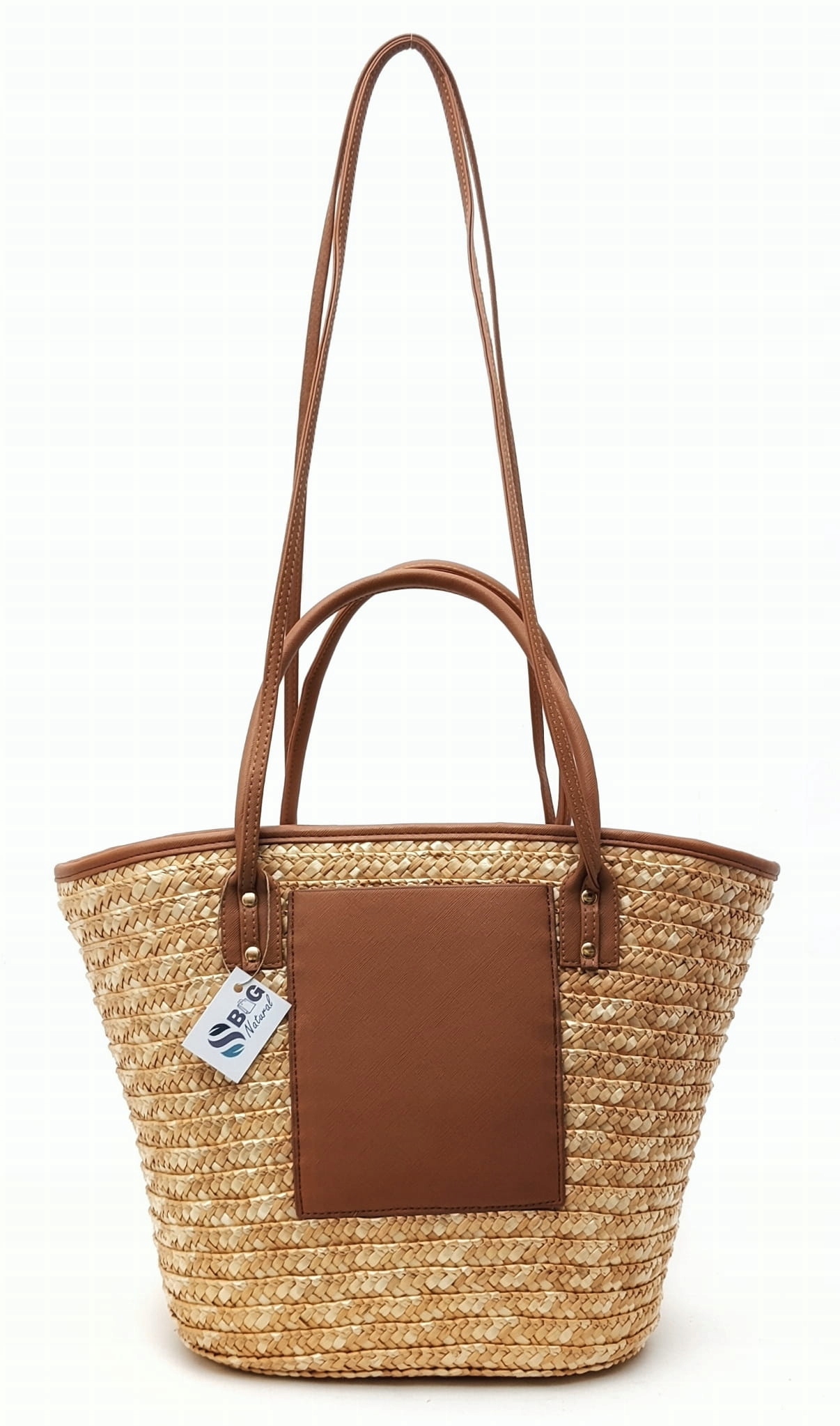 Taška Košík ze slámy velká A4 Boho na rameno Pletená Slaměná veganská