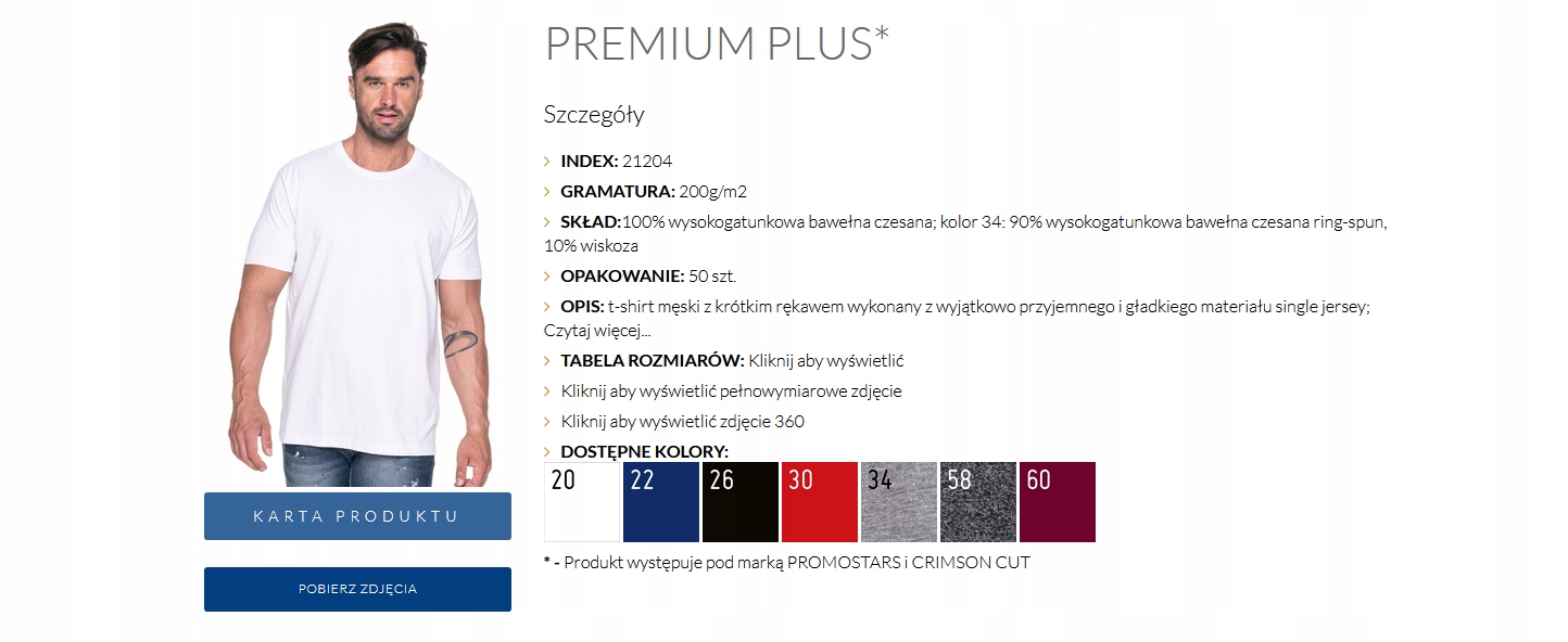 KOSZULKA MĘSKA bawełniana super jakość PREMIUM+ Promostars BIAŁA 20 R. XXL Rozmiar XXL