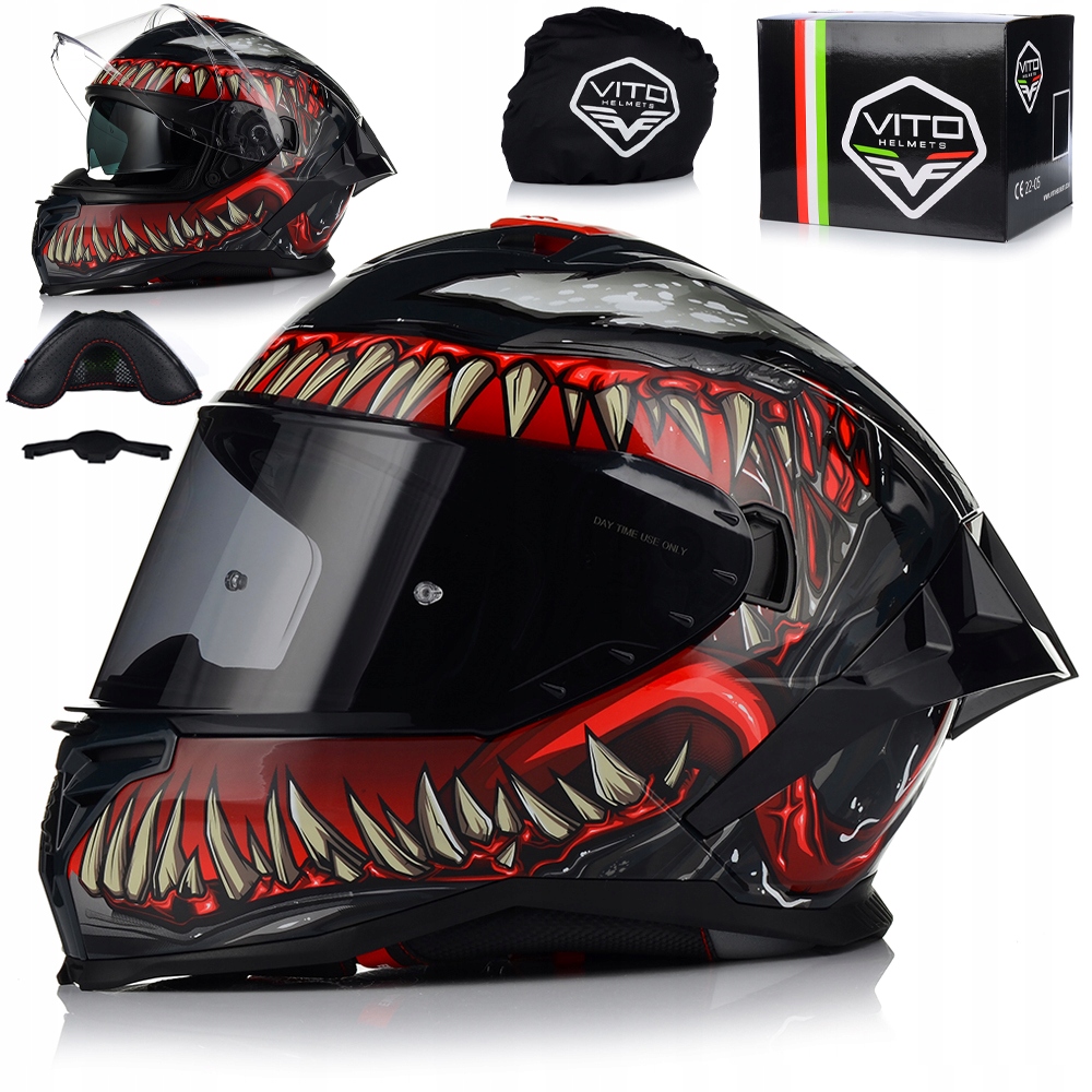 Motocyklová Prilba Vito Presto Aero Monster Venom Systém Pinlock Clona