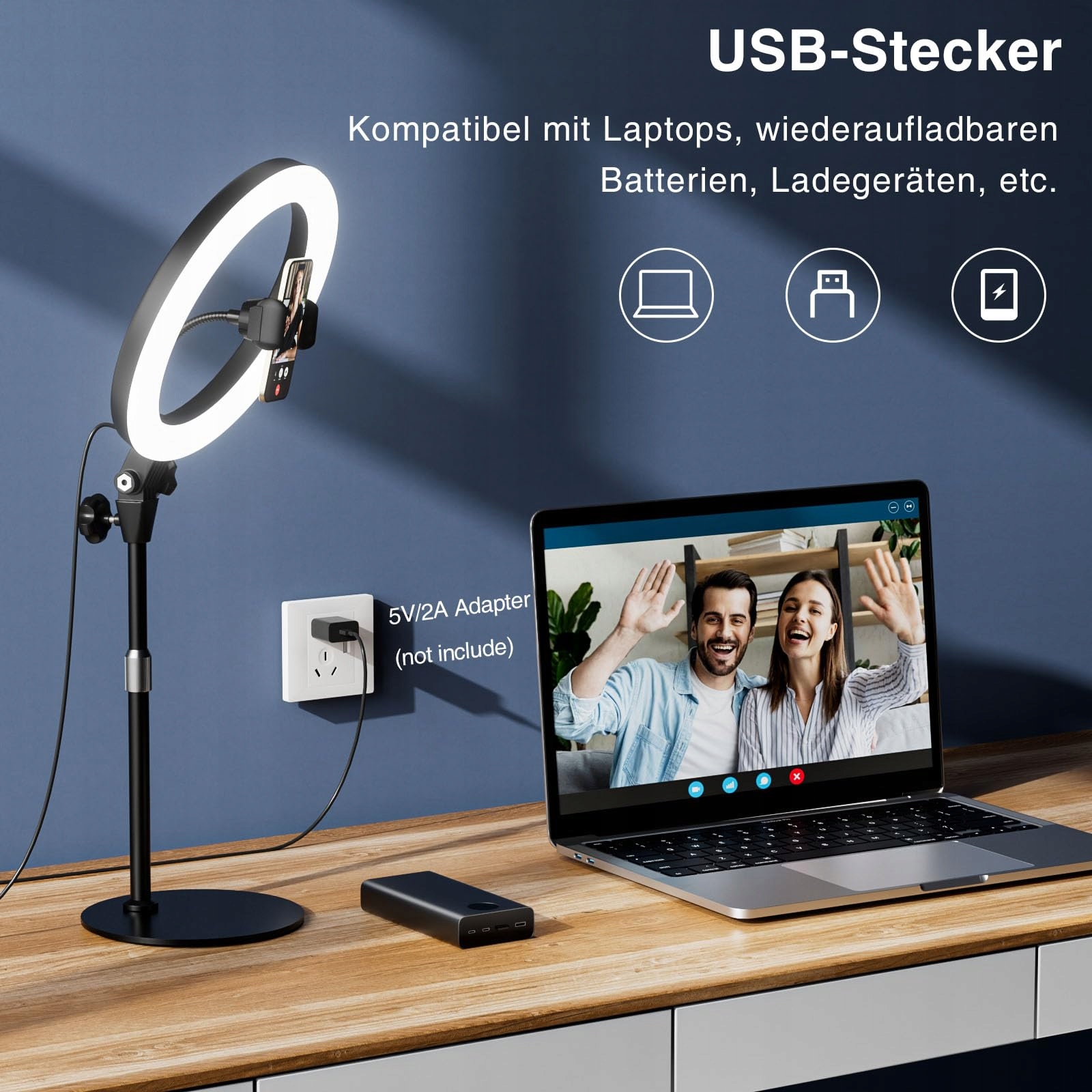 Yarrashop Lampa Pierścieniowa LED 10.5" Stojak Makijaż YouTube TikTok — miniatura 5