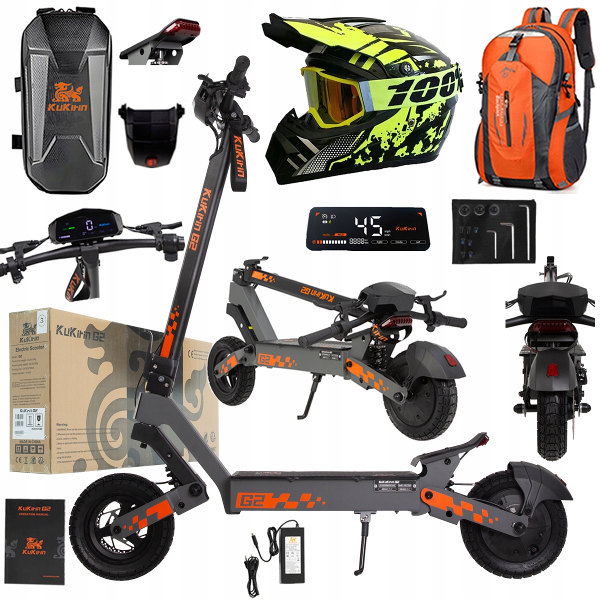 Kukirin G2 2026 Nové skládací elektrické vozidlo 1200W 45KM/H 15Ah 48V 10"