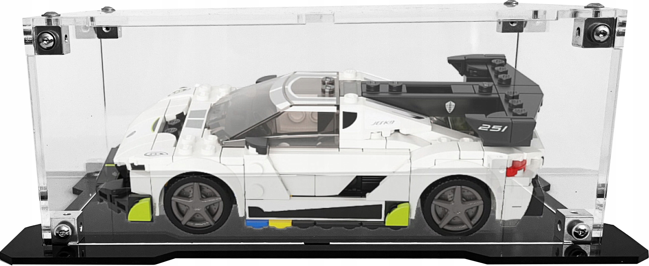 Vitrína s černým podstavcem pro stavebnici Lego 76900 Koenigsegg Jesko
