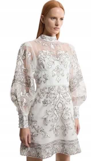 Karen Millen Barokní Šaty Z Organzy Se Zapínáním Pro Vysoké 38 B1F