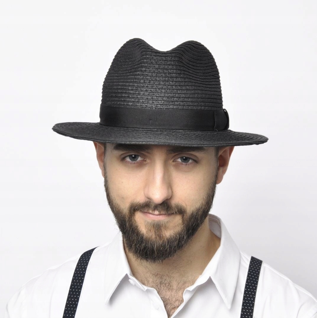 Kapelusz letni męski czarny fedora GUSTAVO r. 58 Rozmiar (obwód głowy w cm) 58