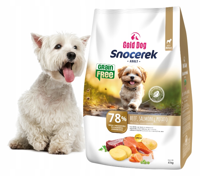 Levně Suché krmivo pro Westa bez obilovin Gold Dog 4 kg pro malá plemena bez drůbeže