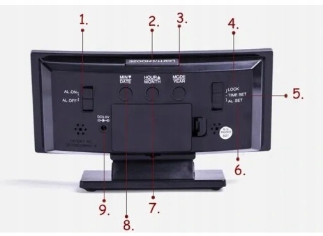 Zegar budzik elektroniczny LED stojący czarny Kod producenta DS-362IL