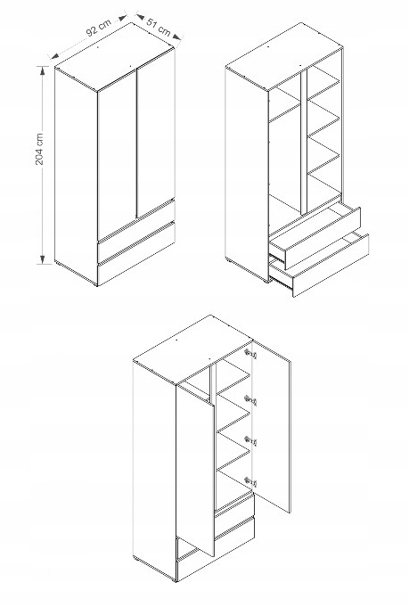 Szafa Cross 2D2SZ biała Kod producenta C02