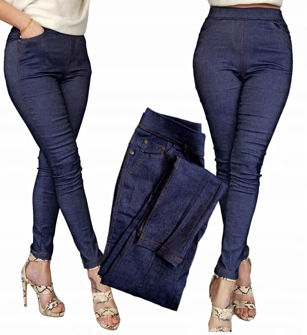 

Spodnie Damskie Imitacja Jeans Rurki Wysoki Stan