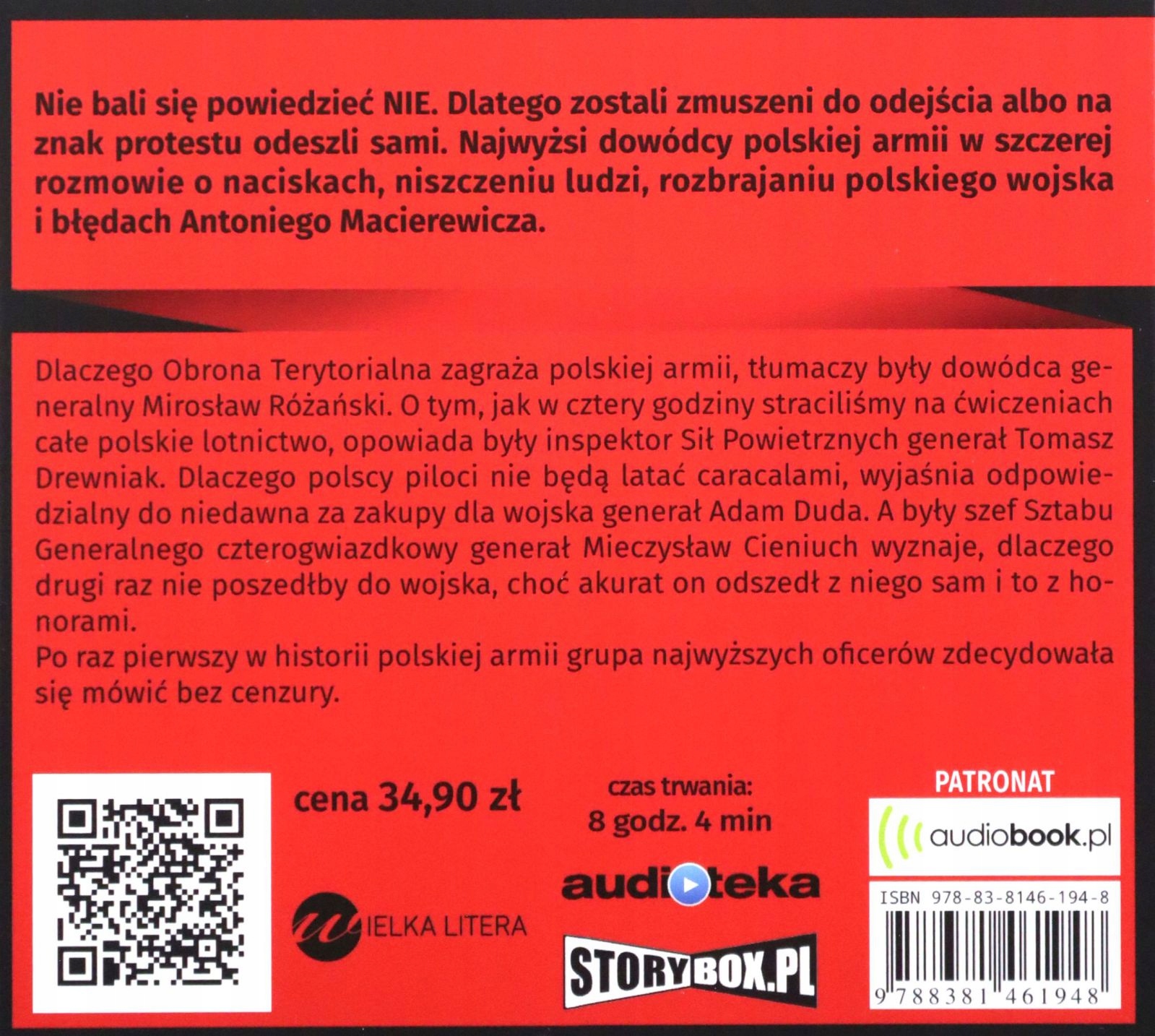 GENERAŁOWIE. NIEWYGODNA PRAWDA O POLSKIEJ ARMII - JULIUSZ ĆWIELUCH AUDIOBOO Stan opakowania oryginalne