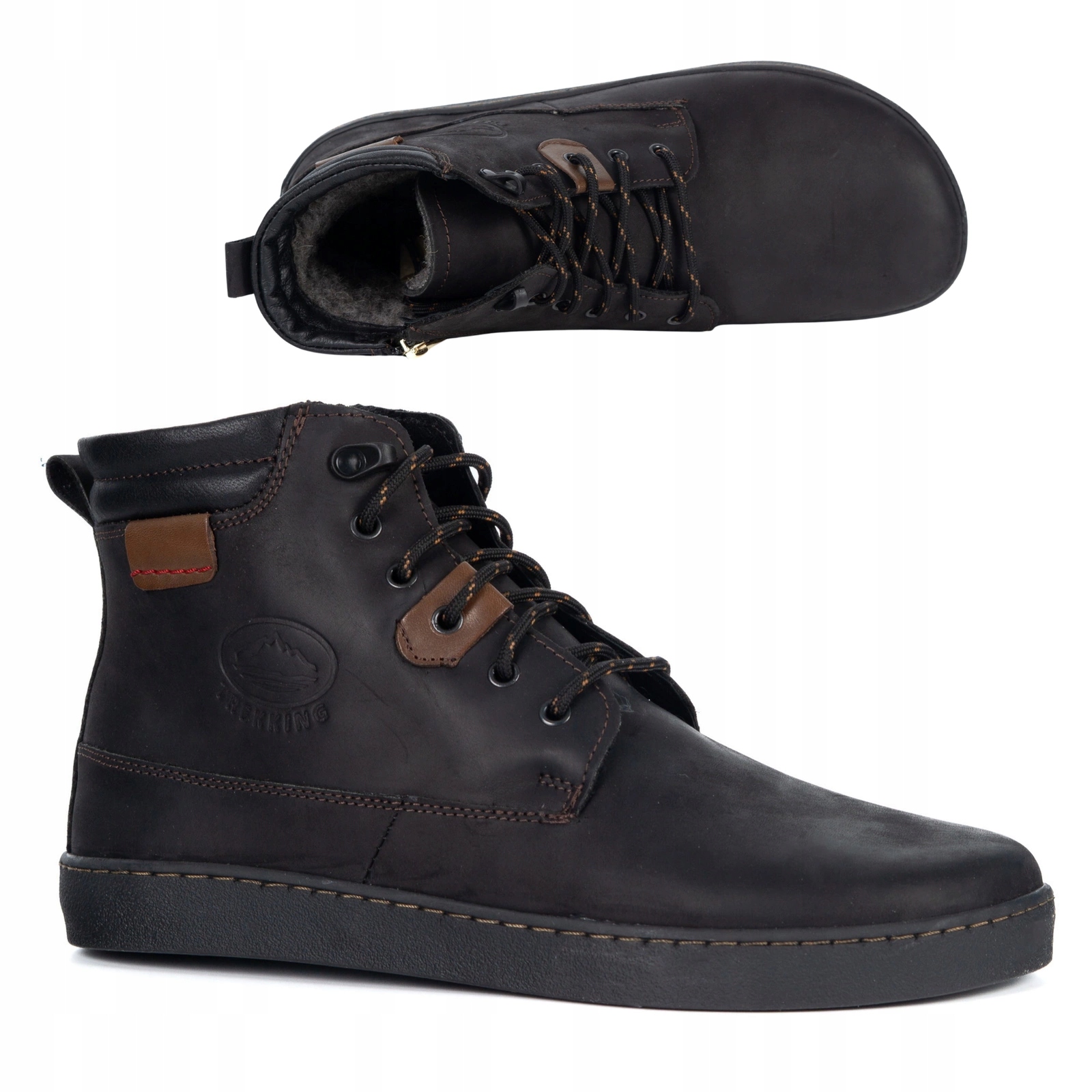 Pánské barefootové kožené zateplené boty široké 755MP černé 39