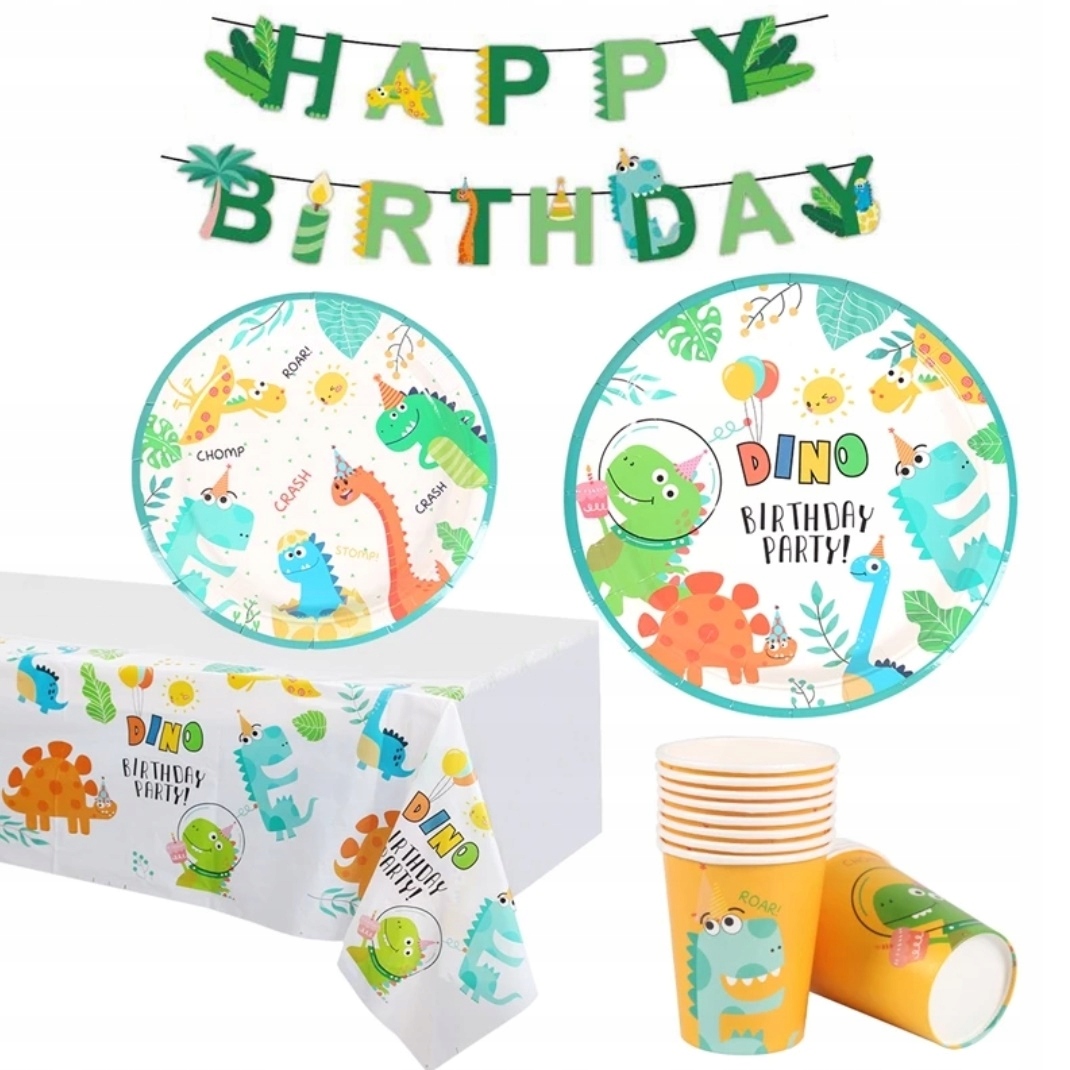 OBRUS FOLIOWY Dinozaury DINO 130x220cm Kolor biały