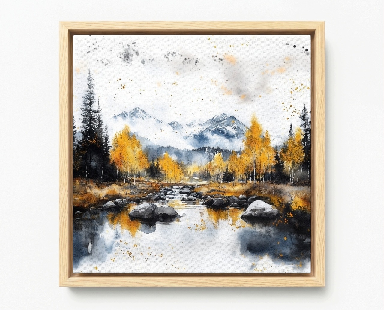 Obraz Rám Americká Krajina Hory Jezero Stromy Podzim 50x50