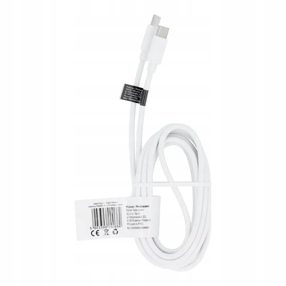 Kabel Usb C do Usb C Pd Qc 3A 60W 2 m C293 biały