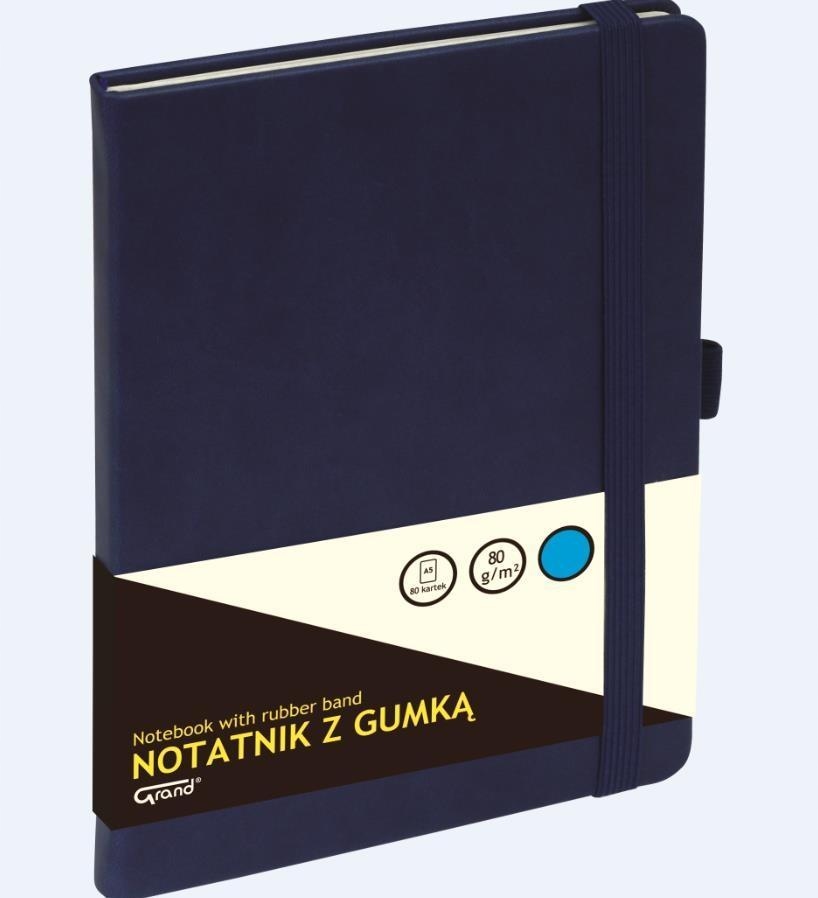Notatnik z gumką A5 Grand 80k kratka granatowy