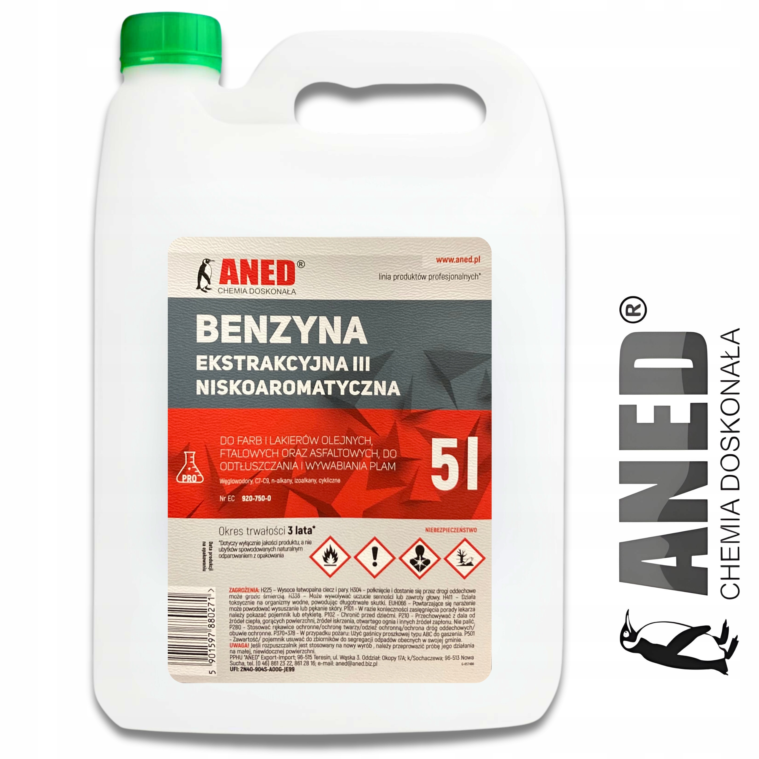 Benzyna Niskoaromatyczna 5L Aned | Idealna do Rozcieńczania i Czyszczenia