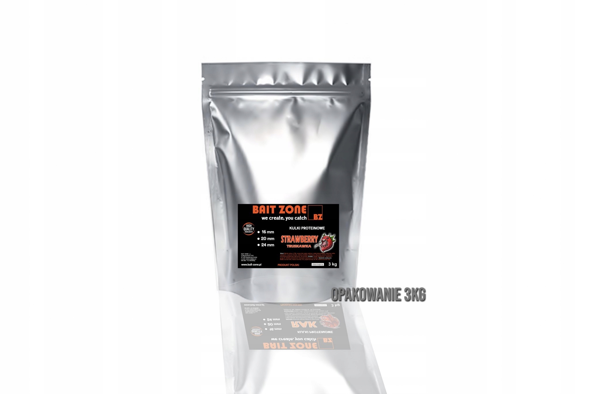 Bait Zone Boilies Jahoda 16 mm 3 kg Proteinové kuličky