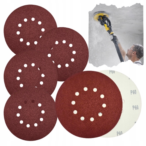 Papier Ścierny P 60 Krążek do Żyrafy 225mm 10 Otworów 5 szt Płótno Rzep