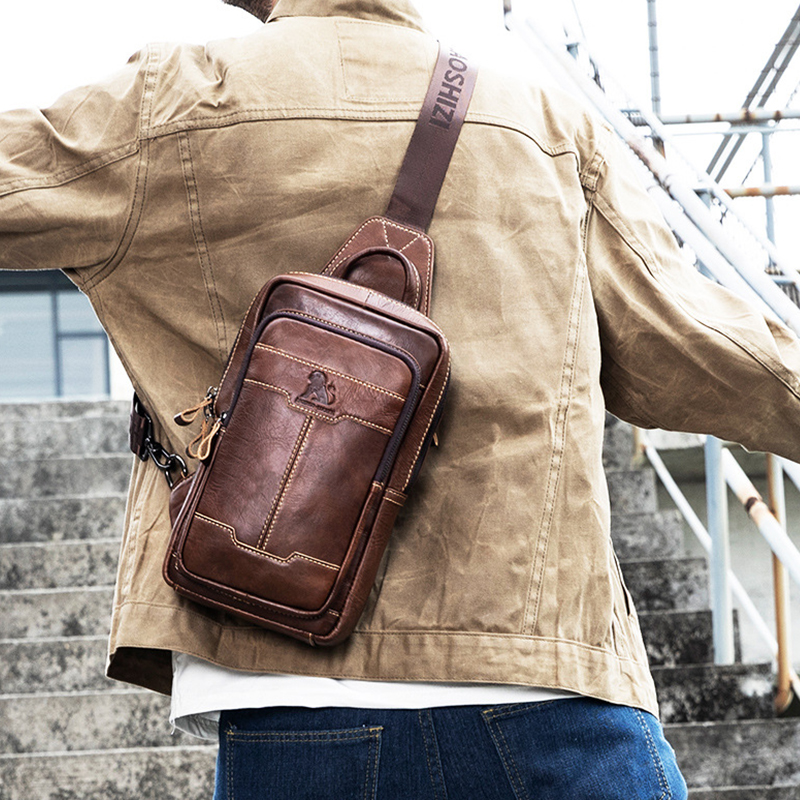 Skórzany TORBA NA RAMIĘ MĘSKA NERKA PLECAK Model 0531-05