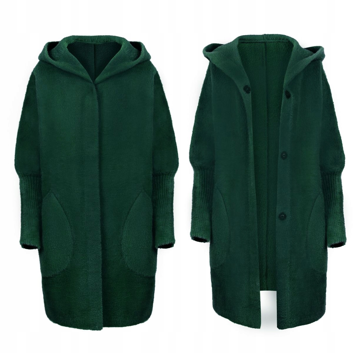 PŁASZCZ ALPAKA CIEPŁY MILUTKI WEŁNA OVERSIZE KAPTUR KOLORY Model długi z kapturem przejściowy, wiosenny