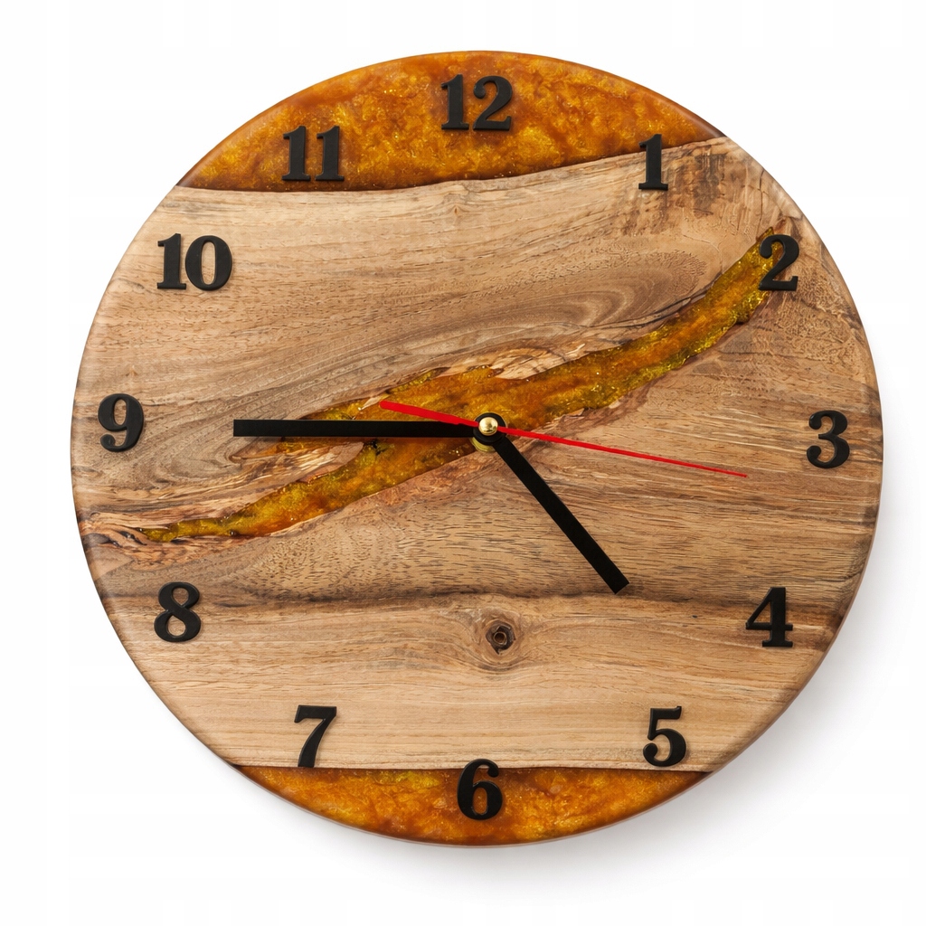 Nástenné hodiny z dreva a tmavomodrej živice Boho Loft