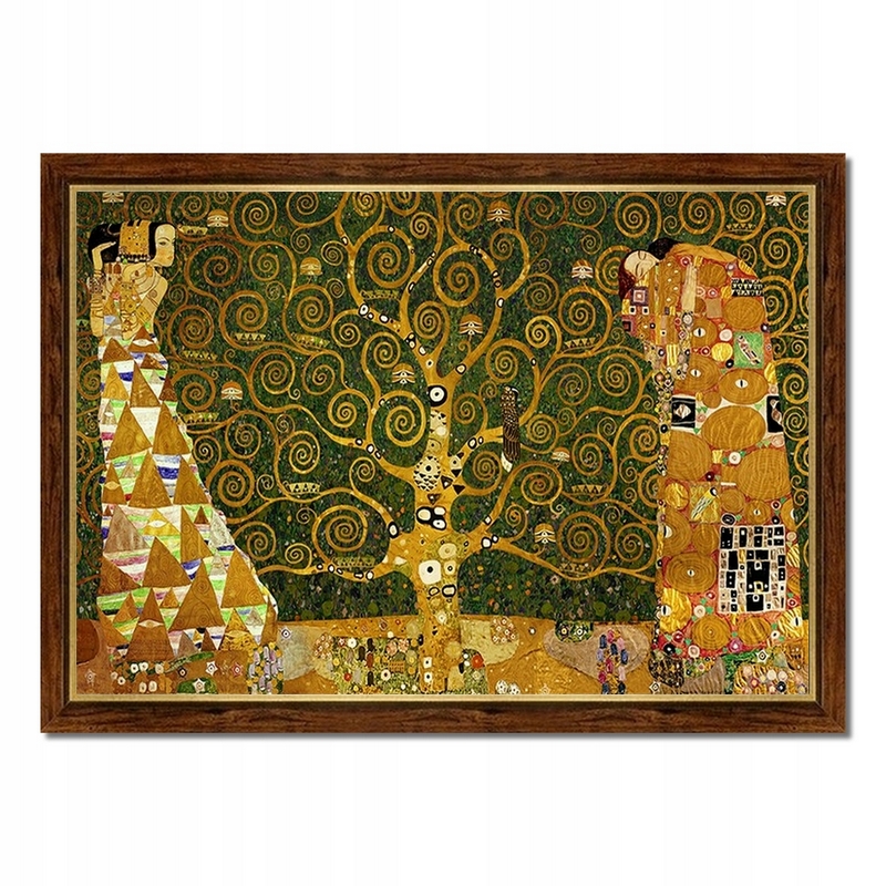 Duży Obraz Gustav Klimt Drzewo Życia Reprodukcja Pocałunek Rama Brązowa