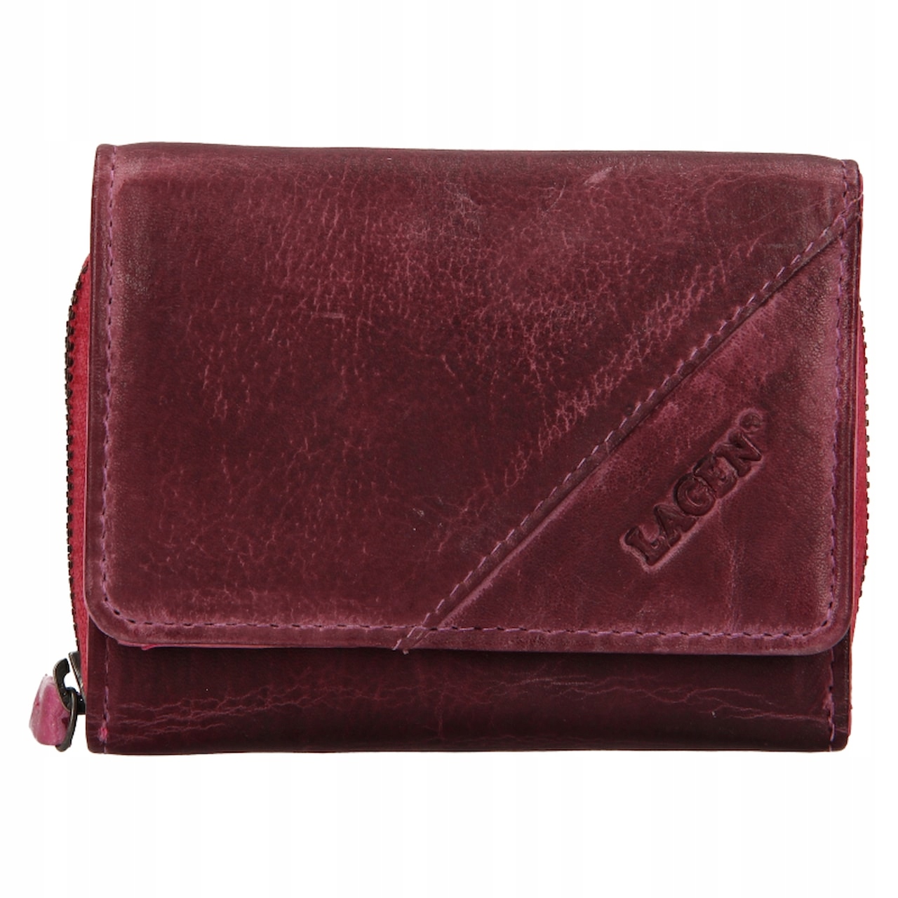Dámská peněženka Lagen kožená JK-0721/D fialová/růžová Plum/fuchsia