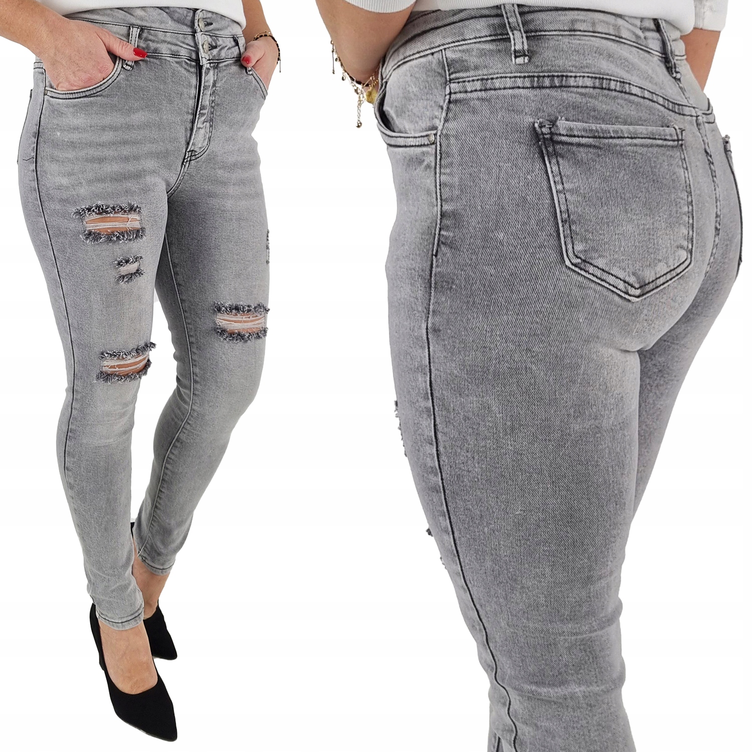 Damskie Spodnie M. Sara Modelujące Dopasowane Guziki