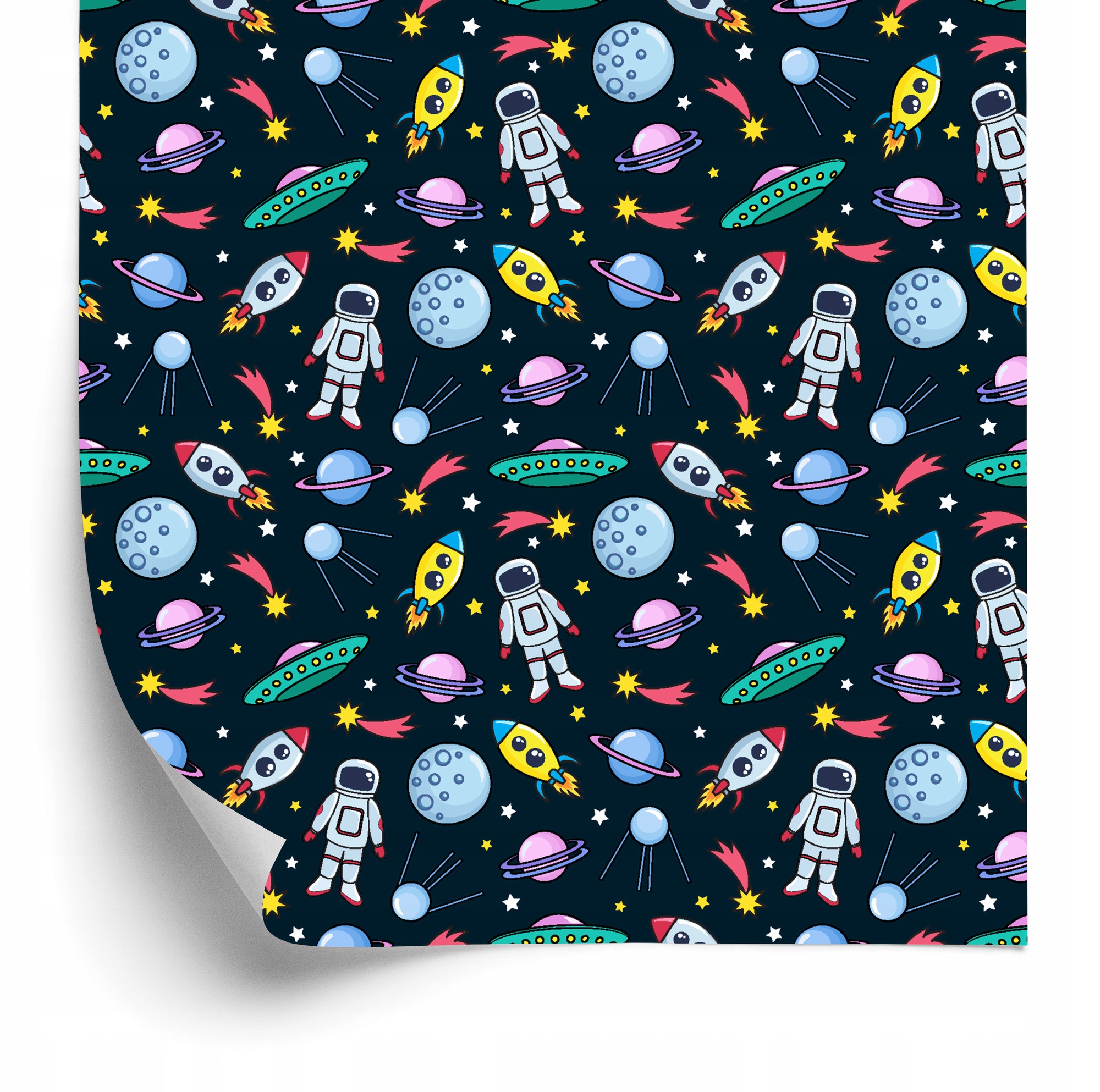 Tapeta pre deti planéty, astronauti, rakety a Ufo 50x1000 cm
