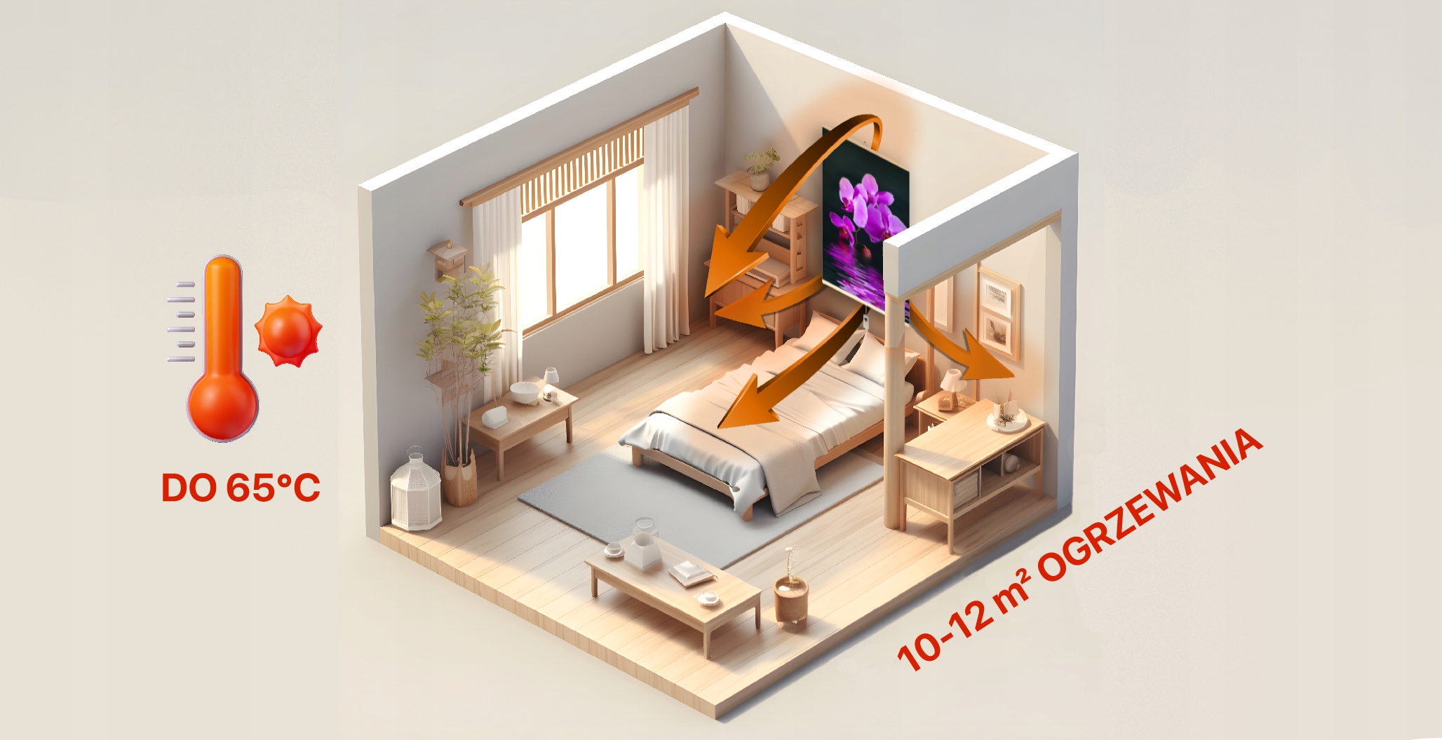 Panel grzewczy na podczerwień EasyHeater z regulatorem 430W Orchidea Moc maksymalna 430 W