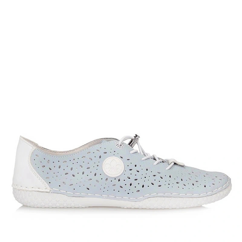 Dámské polobotky Rieker 43656-12 modré, nazouvací, kožené