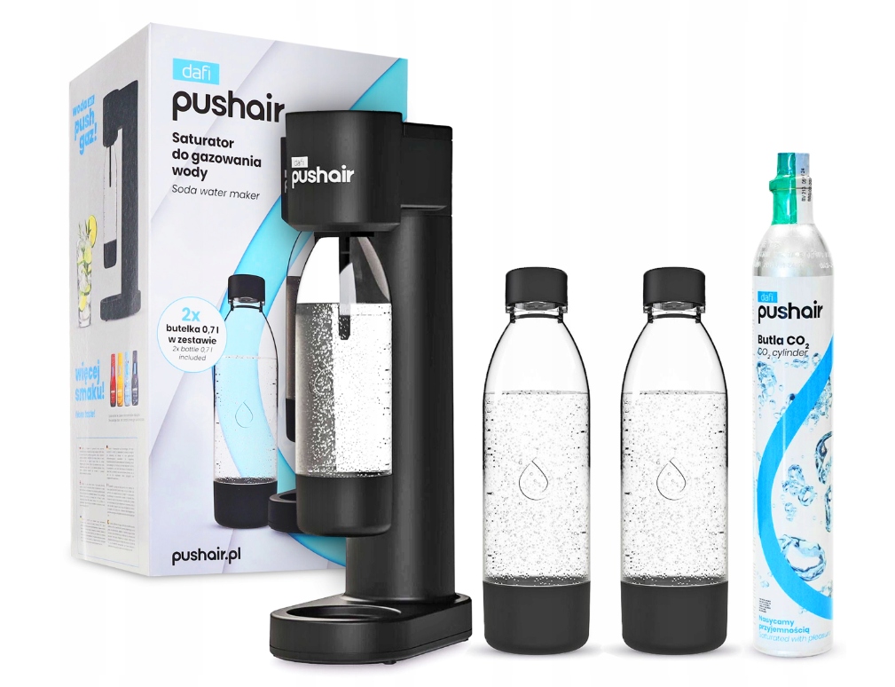 Saturator Do Wody Dafi Syfon Czarny Nabój CO2 2x Butelka 0,7 Pushair