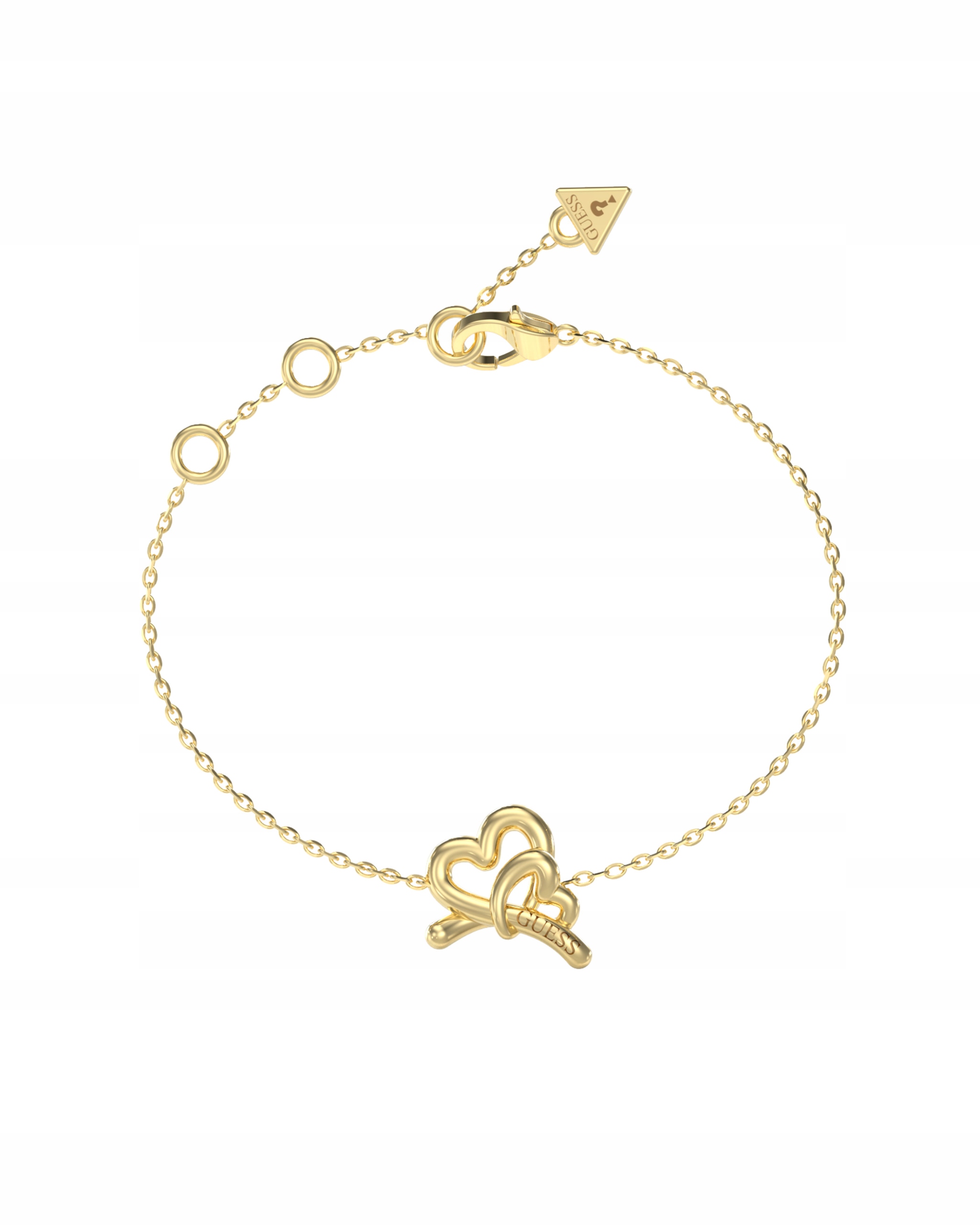 Dámský náramek Guess Love Bites Dvě srdce Ocel pozlacený Zirkon S