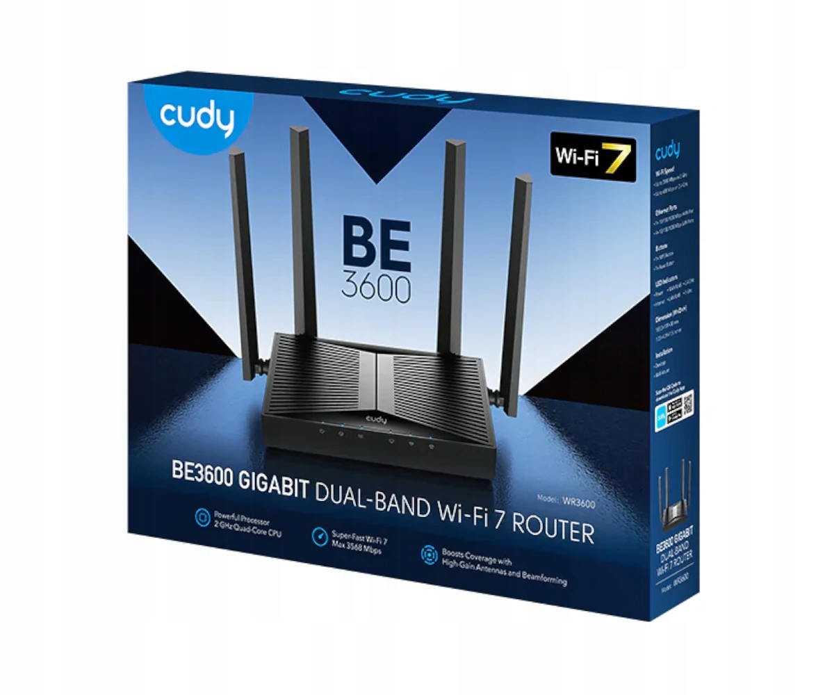CUDY BE3600 Router WiFi 7 Gigabit Dualband MU-MIMO Anteny VPN Cloud App — miniatura 14