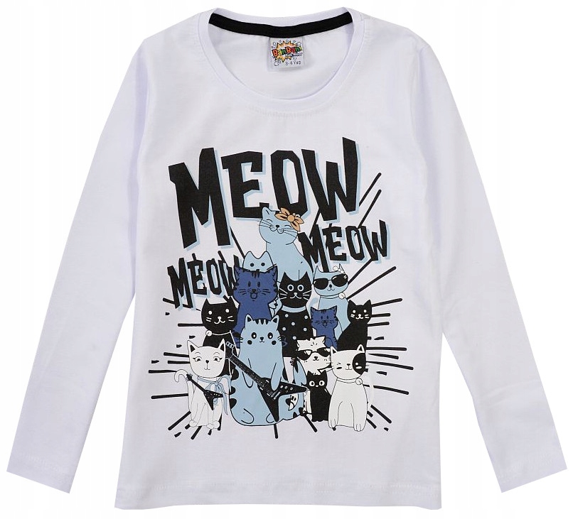 BAMBAM BIAŁA BLUZKA KOTKI DŁUGI RĘKAW 3/4 H202A