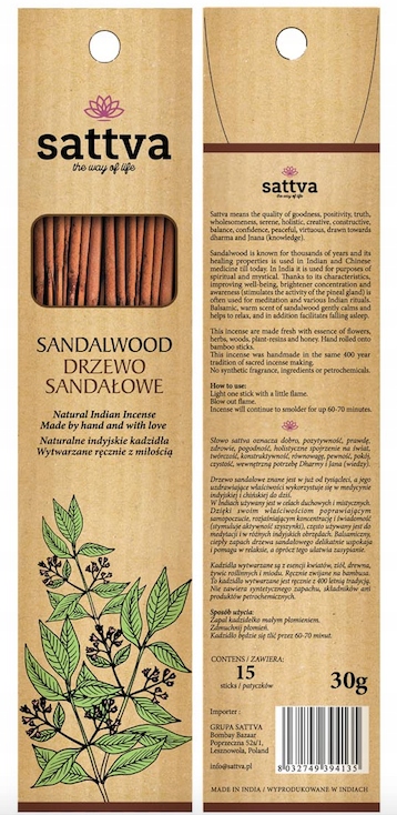 

Kadzidełka Sattva Incense 30G Drzewo Sandałowe