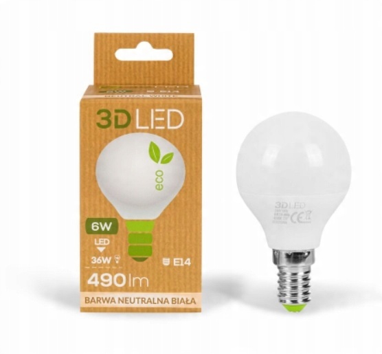 

Żarówka Led kulka 6W=36W E14 barwa 4000K neutralna