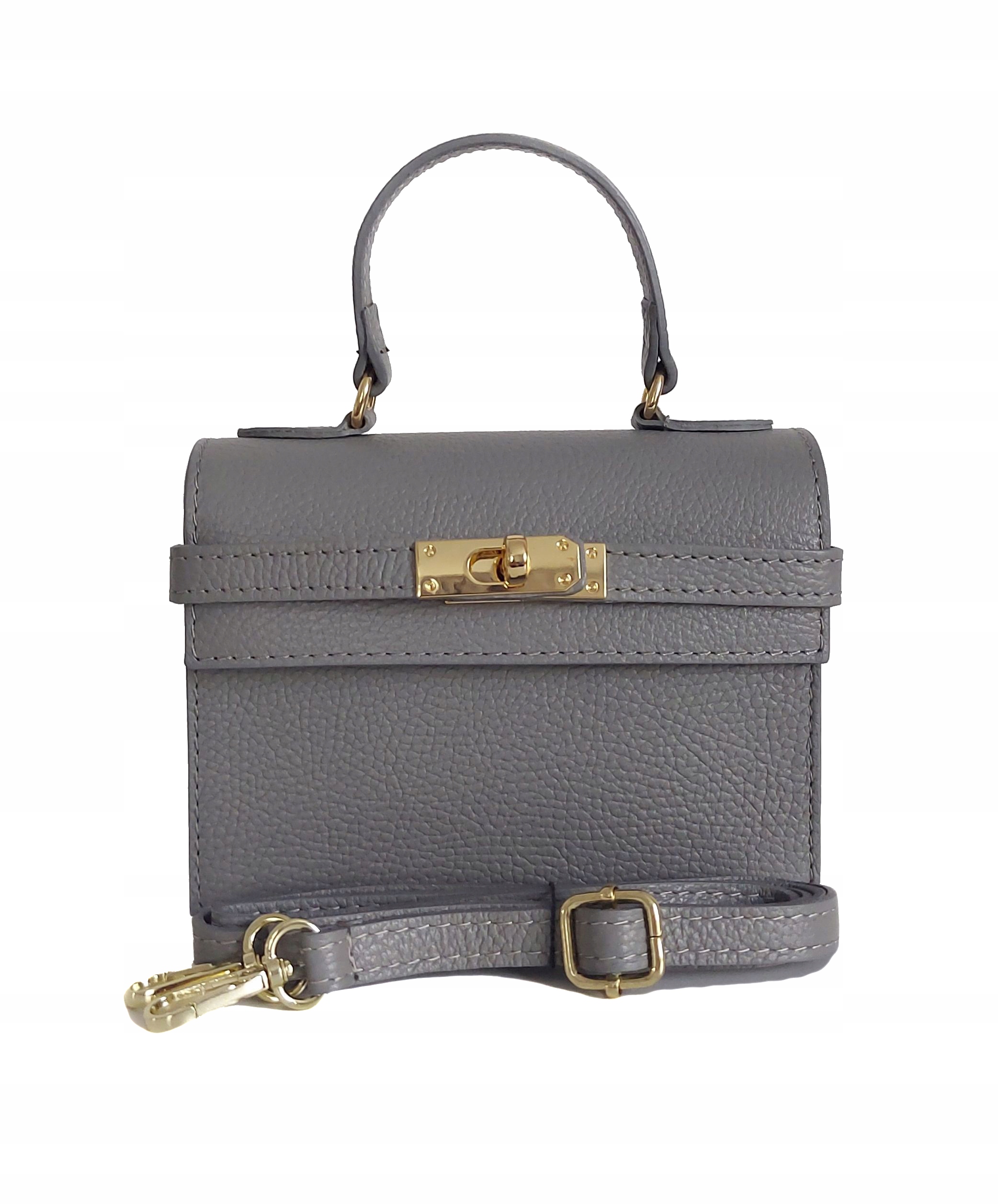 Italská elegantní kožená kabelka přes rameno Vera Pelle kufřík, kufřík Šedá