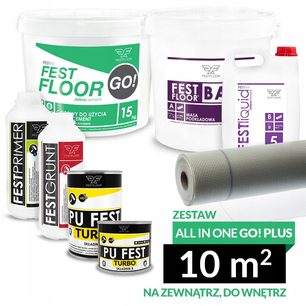 Mikrocement Festfloor podłoga ogrzewanie podłogowe system 10m2 Mocny Lakier
