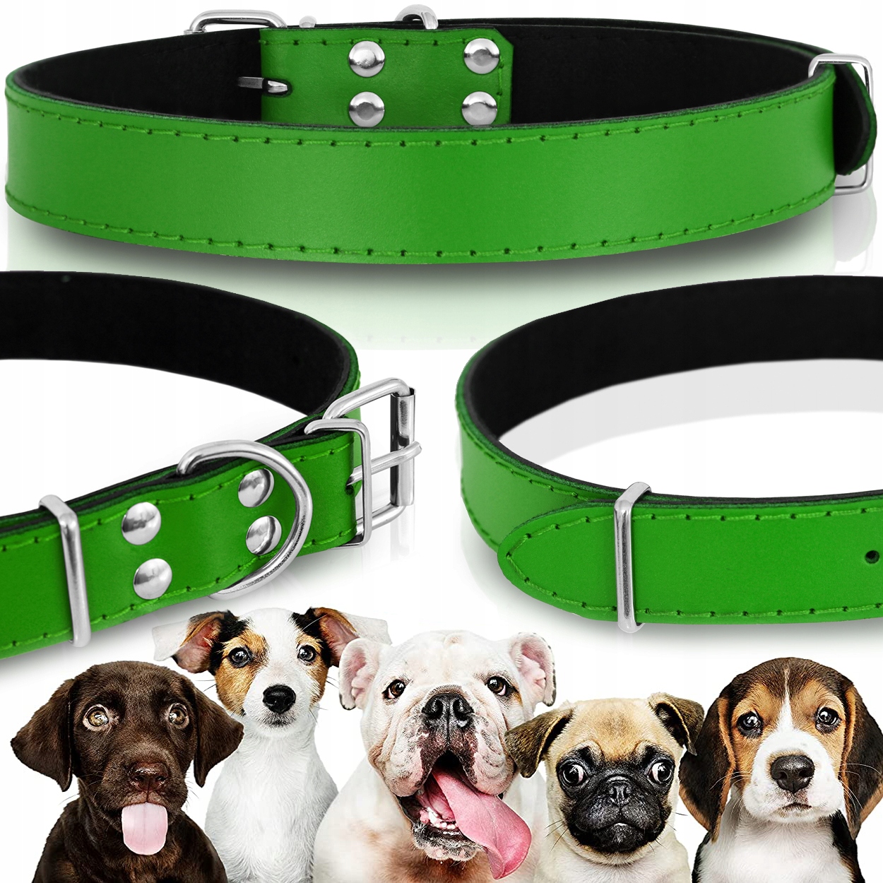 2X Kožený Obojek Pro Psa Z Přírodní Kůže 58-72 XXL