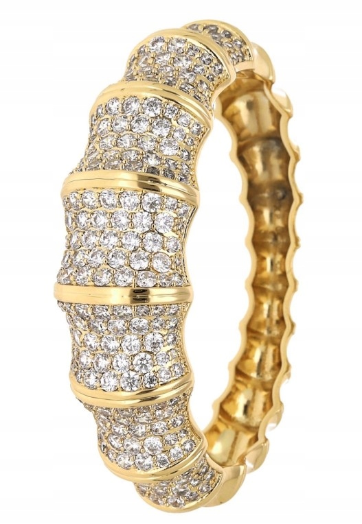 Pevný zlatý náramek s zirkony, otevírací Ocel 316 L, luxusní, 16 cm