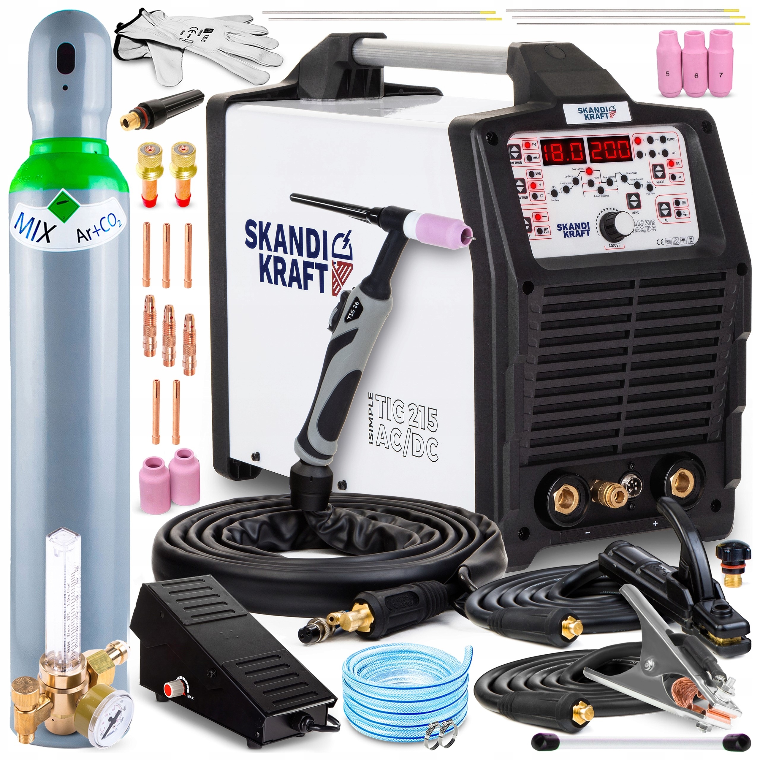 Invertorová Svářečka Skandi Kraft Tig 215 Ac/dc Mma 230V 200A Puls Pedál