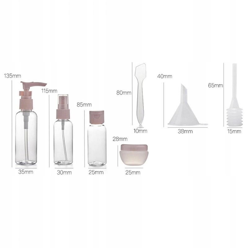 ZESTAW POJEMNIKÓW PODRÓŻNYCH KOSMETYKI 8w1 BUTELKI Marka inna marka