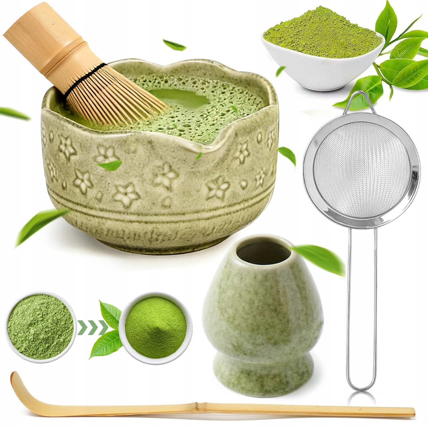 Zestaw Prezentowy 5 Szt Do Herbaty Matcha Zestaw Do Parzenia Matchy Łyżka