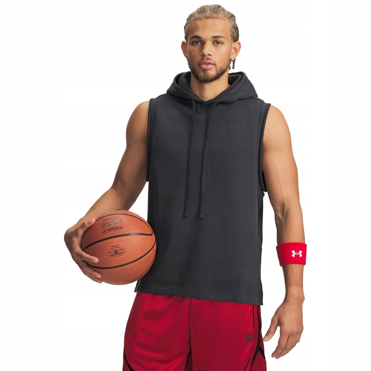 Męski top treningowy z kapturem Under Armour Curry Slvs Hoodie Szary M