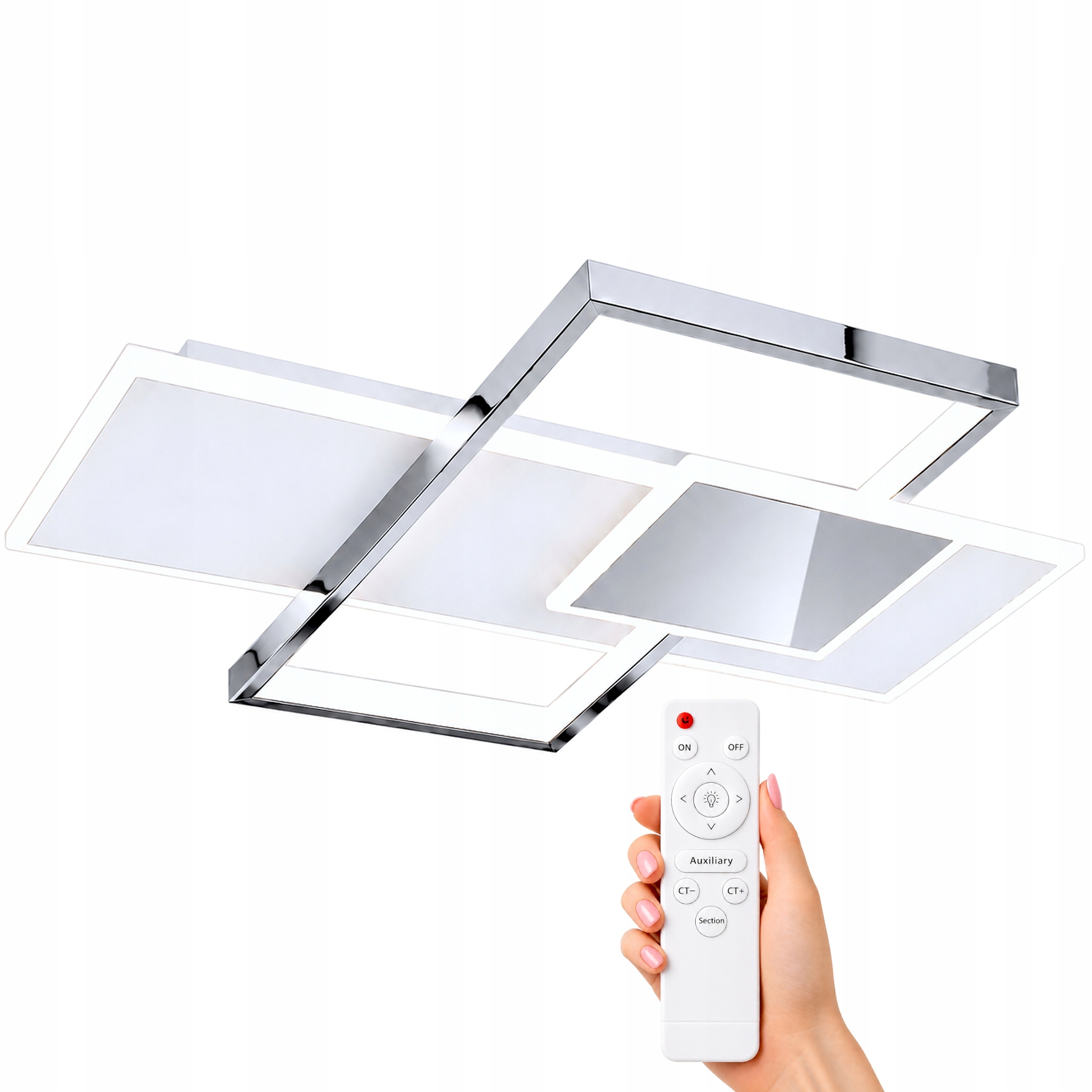 Led Stropná Lampa Stropné Svietidlo Strieborná Chrom 55CM Moderná 3 Farby S Pilotom